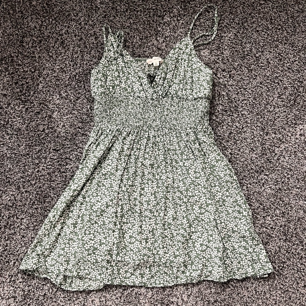 la hearts green floral mini dress